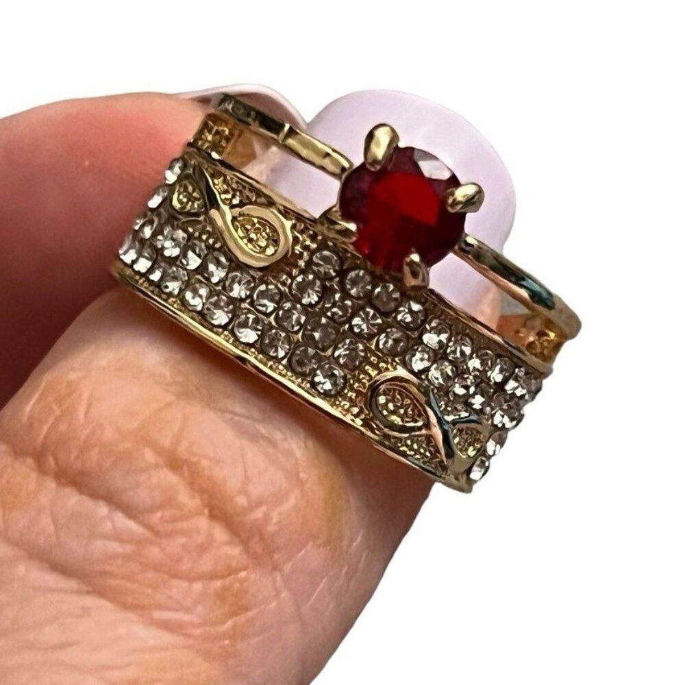 Queen Red Gemstone Crystal Gold Ring